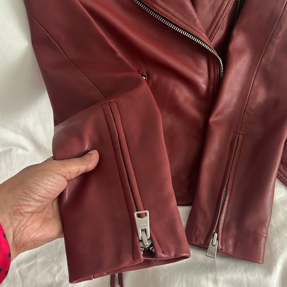 All Saints Dalby Slim Fit Leather Biker Jacket- size 38/6 - Picture 6 of 6